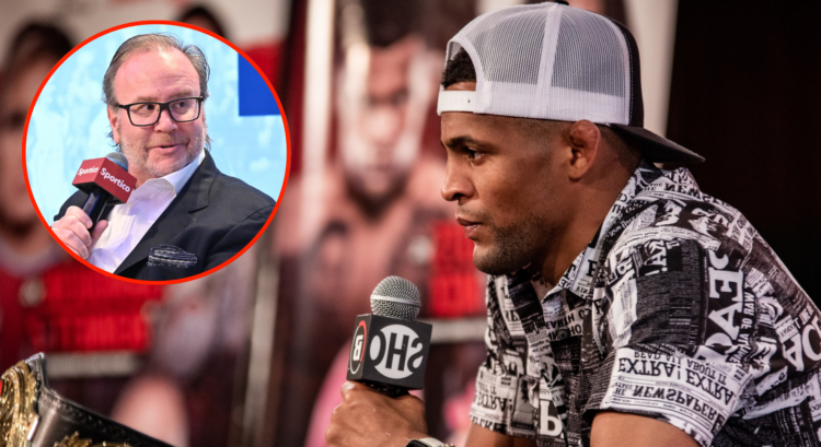 Patchy Mix speaks to the media at the Bellator 295 pre-fight press conference, inset Donn Davis during a panel at the Nasdaq MarketSite