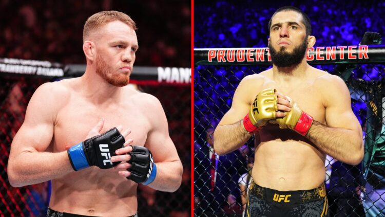 Split image of Jack Della Maddalena about to fight Gilbert Burns and Islam Makhachev about to take on Dustin Poirier