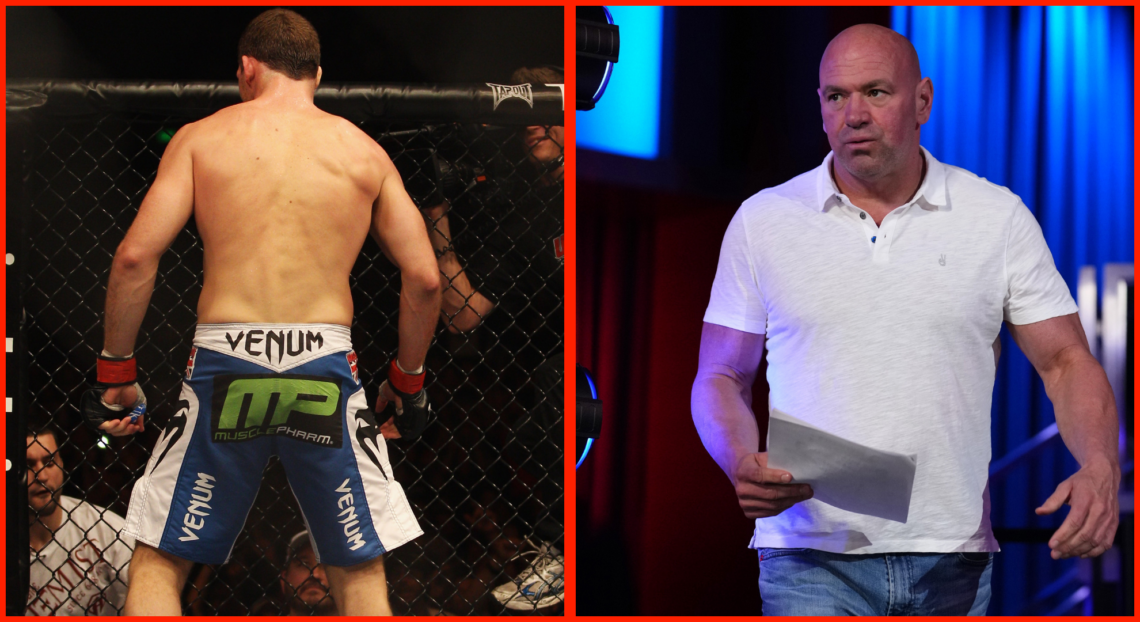 Michael Bisping exchanges words with Jorge Rivera's corner during UFC 127 split with Dana White reacting to Dana White's Contender Series fights