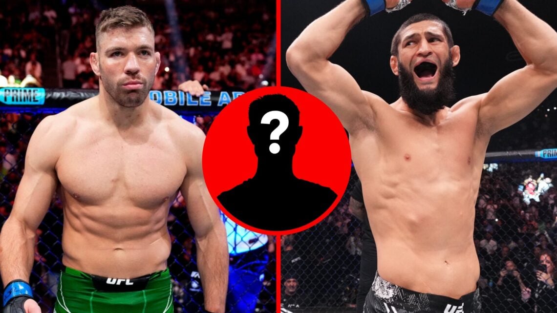 Dricus du Plessis prepares to fight Robert Whittaker at UFC 290 with Khamzat Chimaev preparing to face Robert Whittaker with an inset of a mystery ...