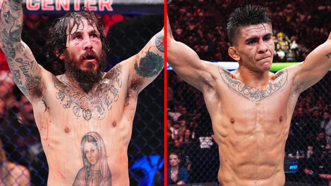 Marlon Vera reacts to his UFC 299 loss to Sean O'Malley with Mario Bautista getting his hand raised against Jose Aldo at UFC 307
