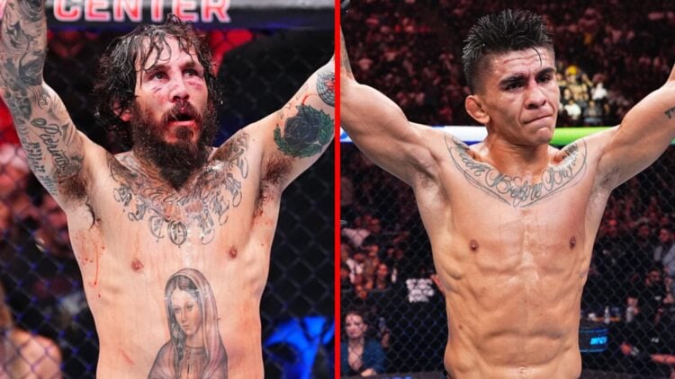 Marlon Vera reacts to his UFC 299 loss to Sean O'Malley with Mario Bautista getting his hand raised against Jose Aldo at UFC 307