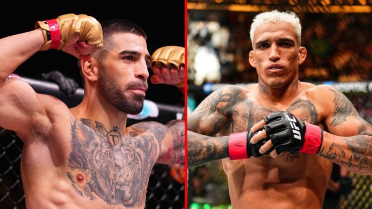 Split image of Ilia Topuria and Charles Oliveira