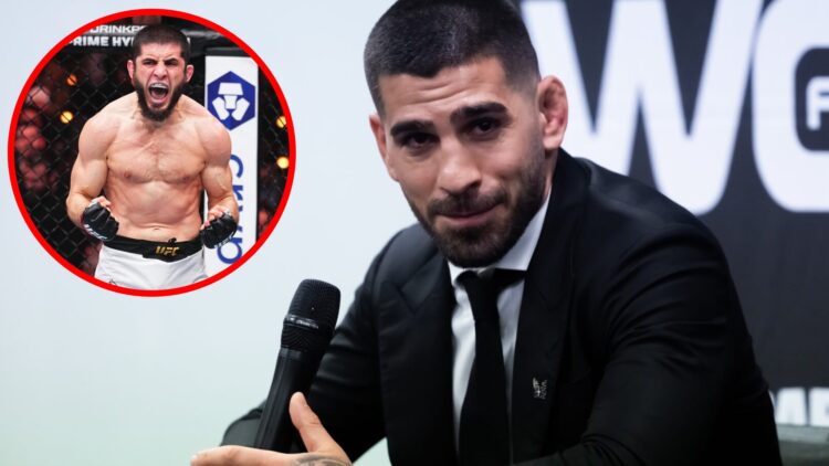 Ilia Topuria speaks at the WOW 17 press conference with Islam Makhachev celebrating his UFC 311 win over Renato Moicano
