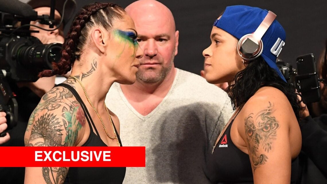 Image of Cris Cyborg facing off with UFC rival Amanda Nunes with exclusive inset