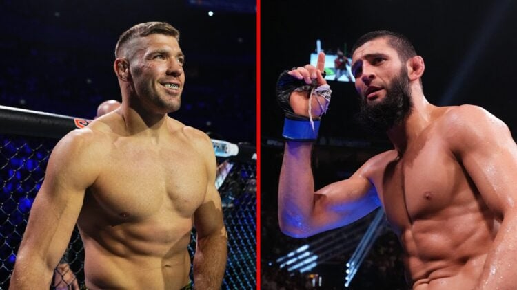 Split image of UFC's Dricus du Plessis and Khamzat Chimaev
