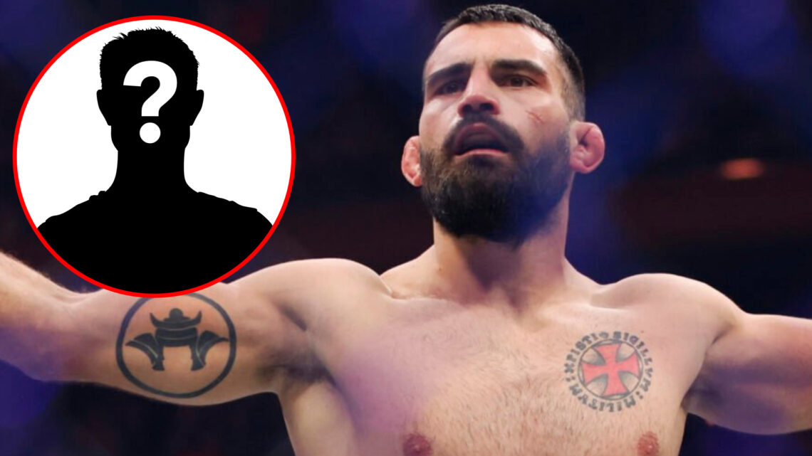 Benoit Saint-Denis celebrates a knockout win over Matt Frevola at UFC 295, inset mystery