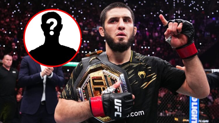 Main: Islam Makhachev celebrates his win over Renato Moicano in their UFC 311 title fight. Inset: Mystery fighter