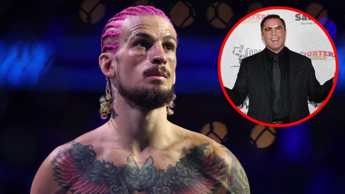 Sean O'Malley prepares to face Aljamain Sterling at UFC 292 with an inset of Chael Sonnen attending the 15th annual Fighters Only World MMA Awards