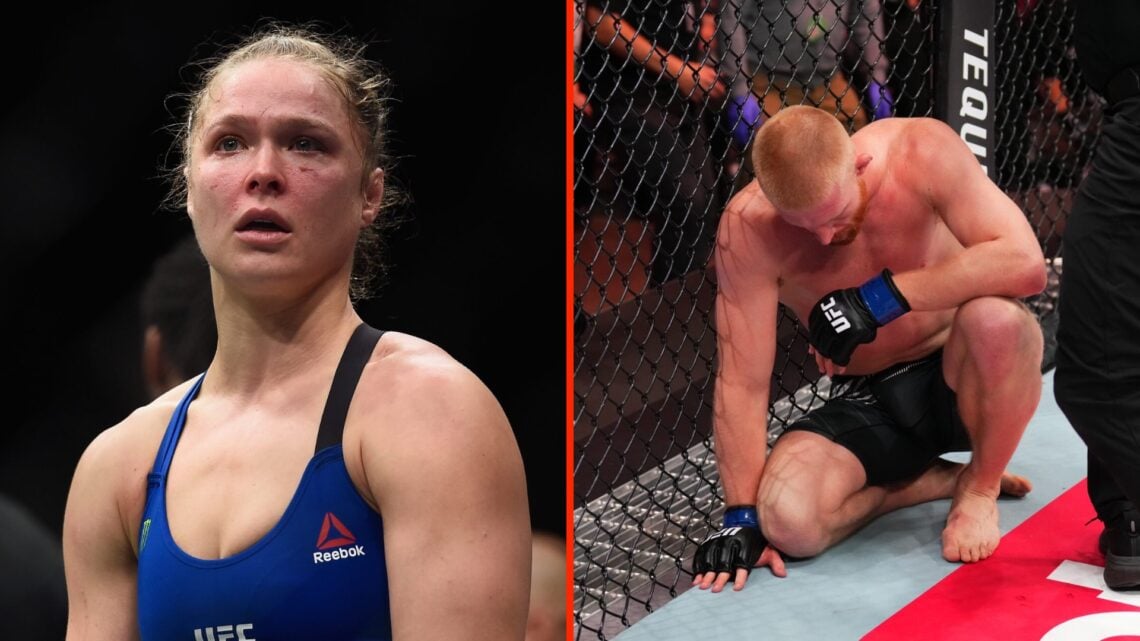 Ronda Rousey following her loss to Amanda Nunes at UFC 202 split with Bo Nickal following his loss to Reinier de Ridder