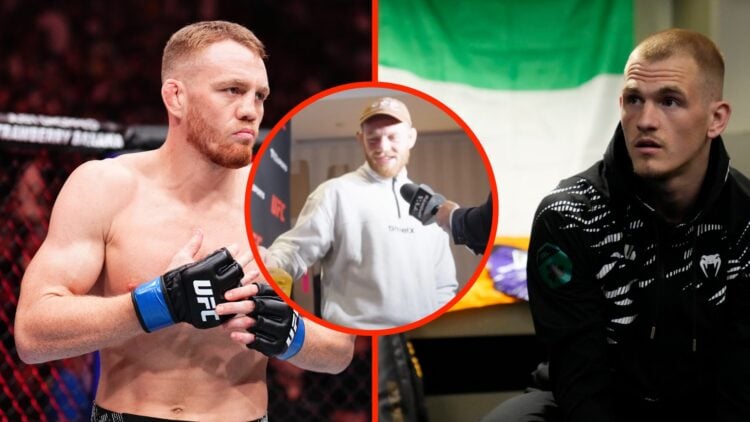Jack Della Maddalena moments before his fight against Gilbert Burns, split with Ian Machado backstage before his fight against Carlos Prates with a...