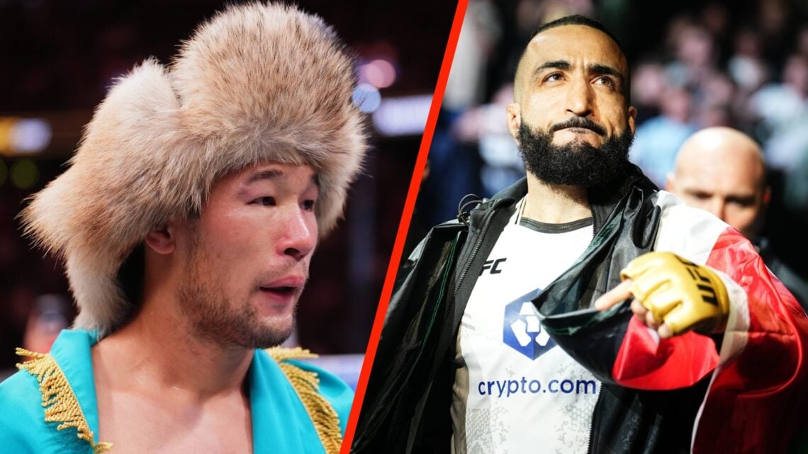 A split image of Shavkat Rakhmonov and Belal Muhammad