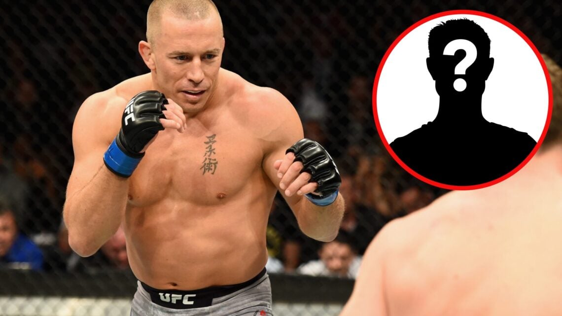 Georges St-Pierre fights Michael Bisping at UFC 217 with an inset of a mystery icon