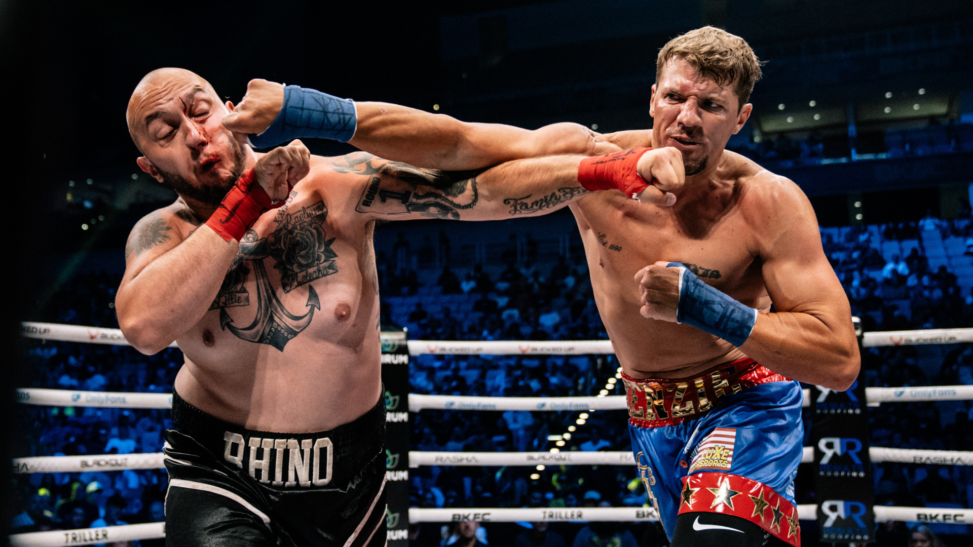 Image of Kenzie Morrison punching Alex Davis at BKFC Texas