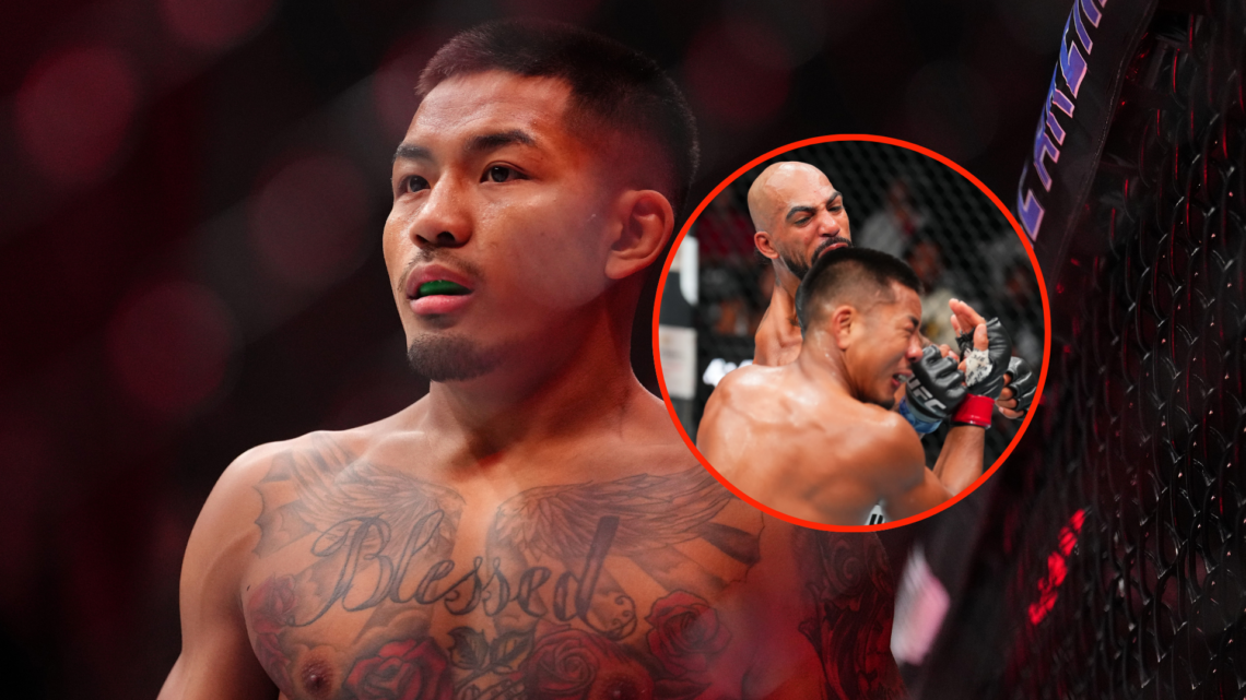 Joshua Van at UFC 317 with inset of Charles Johnson KO at UFC Denver