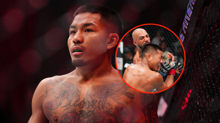 Joshua Van at UFC 317 with inset of Charles Johnson KO at UFC Denver