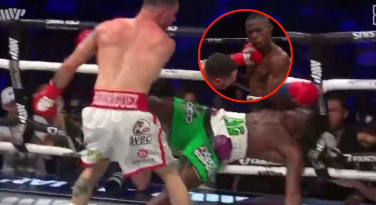 Julian Rodriguez knocking out Avious Griffin in their boxing fight