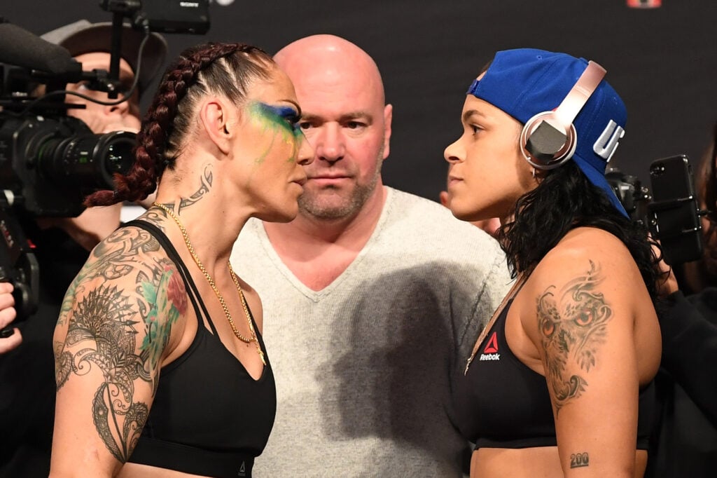 Image of Cris Cyborg facing off with Amanda Nunes at UFC 232