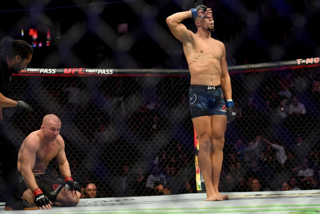 Johnny Walker celebrates after knocking Misha Cirkunov out at UFC 235.