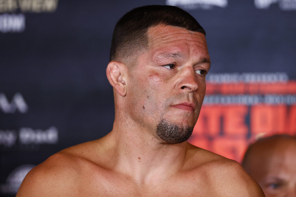 Image of Nate Diaz at boxing weigh-ins for his fight with Jorge Masvidal