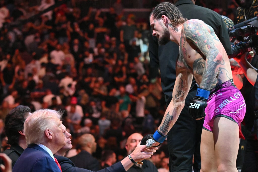 Sean O'Malley shaking hands with President Donald Trump at UFC 316