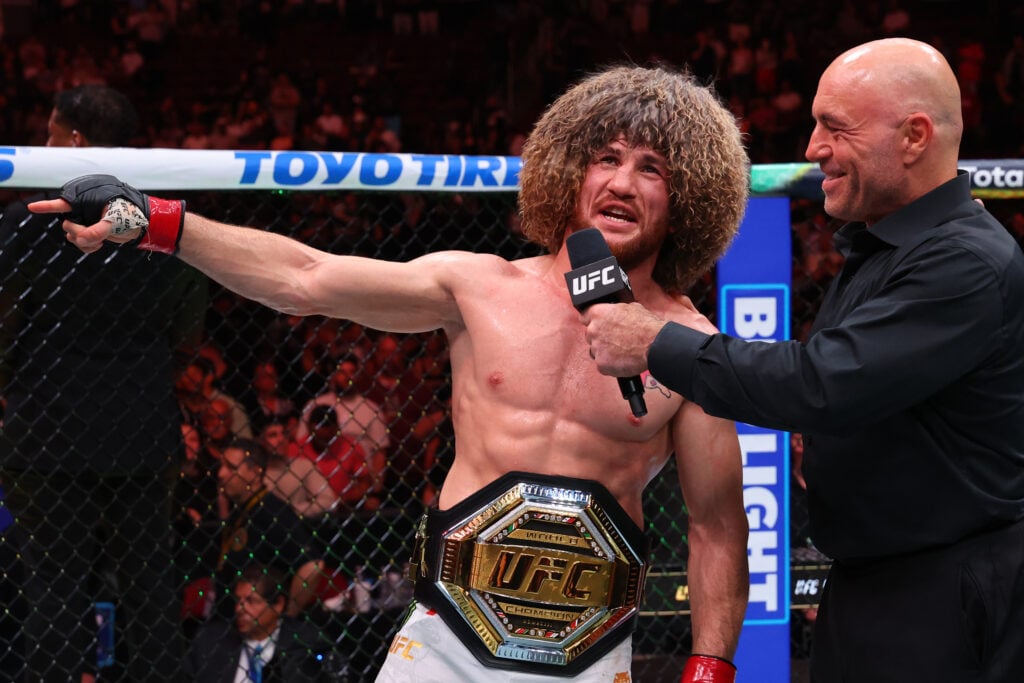 Merab Dvalishvili speaks to Joe Rogan after his UFC 316 win