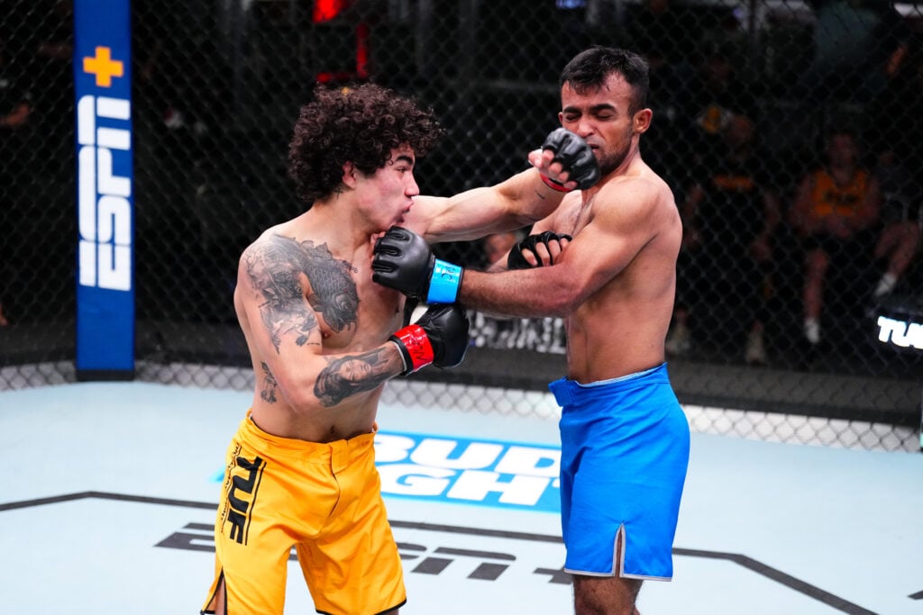 Imanol Rodriguez lands a punch on Arshiyan Memon during The Ultimate Fighter