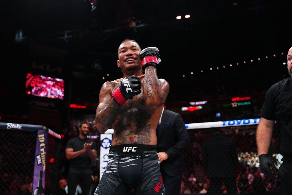 Malcolm Wellmaker celebrates after knocking out Kris Moutinho at UFC Atlanta