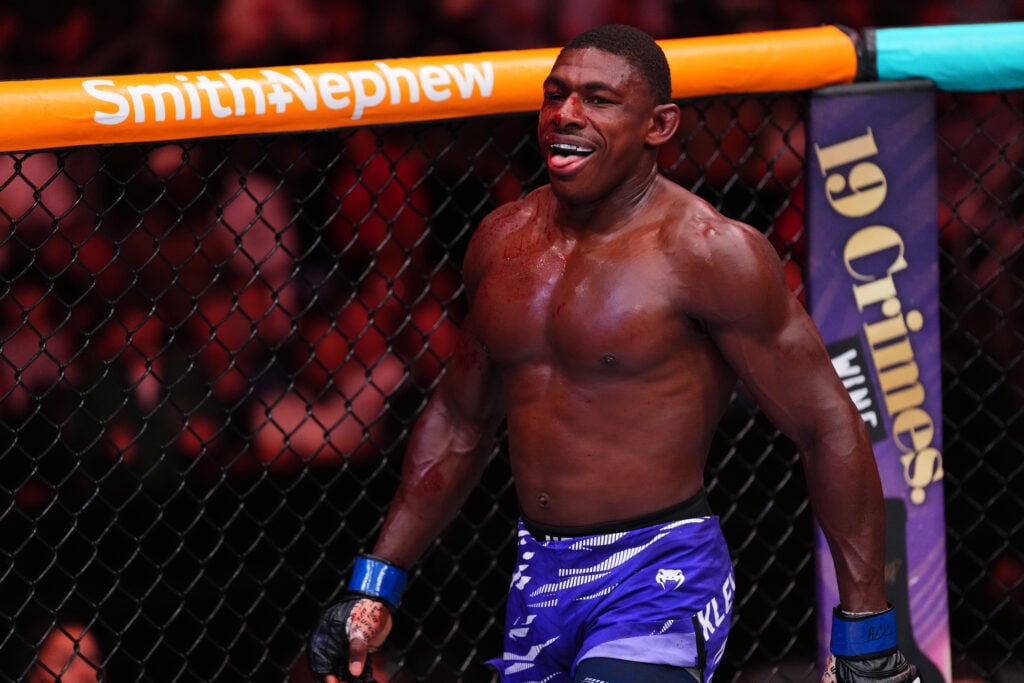 Joaquin Buckley walks to his corner in between rounds at UFC Atlanta