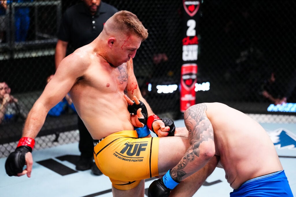 Jeff Creighton lands a knee on Andreeas Binder during The Ultimate Fighter Season 33 fight
