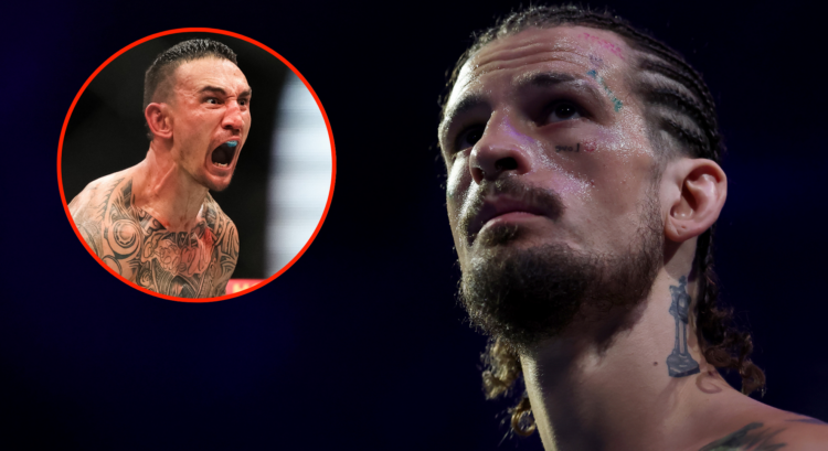 Sean O'Malley enters the Octagon at UFC 316, inset Max Holloway after knocking out Justin Gaethje