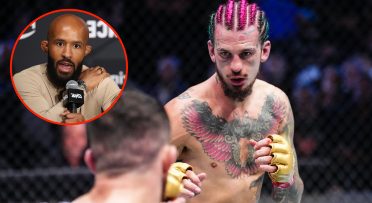 Sean O'Malley fights Merab Dvalishvili at UFC 306, inset Demetrious Johnson at a ONE press conference
