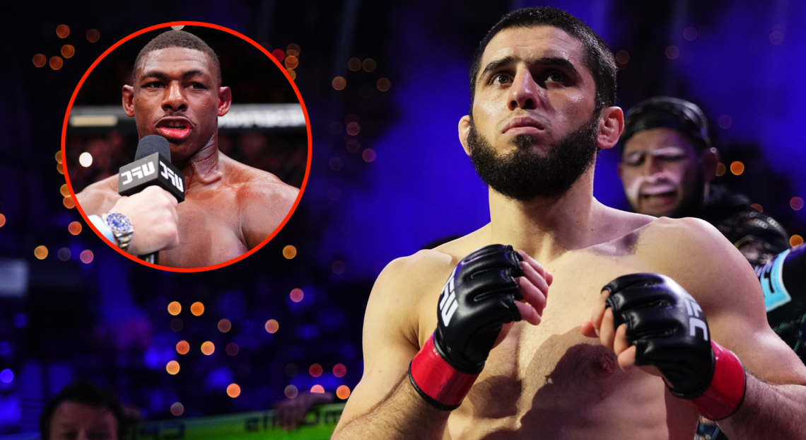 Islam Makhachev prepares for his fight at UFC 311, inset Joaquin Buckley speaking with Michael Bisping after UFC Tampa