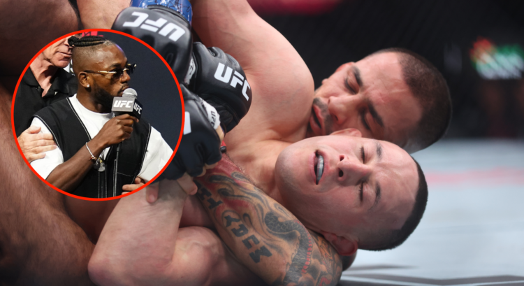 Kai Kara-France grapples with Alexandre Pantoja at UFC 317, inset Manel Kape at the UFC 293 press conference