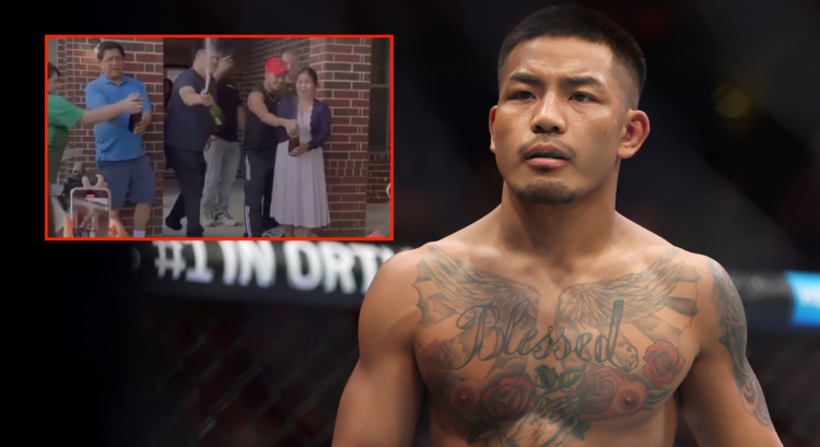 Joshua Van enters the Octagon for his fight with Bruno Silva at UFC 316, inset Van with his family