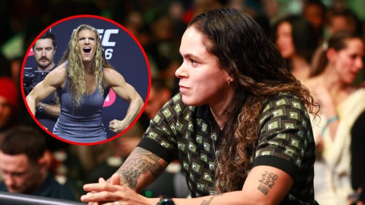 Amanda Nunes watches on during the co-main event of UFC 297.