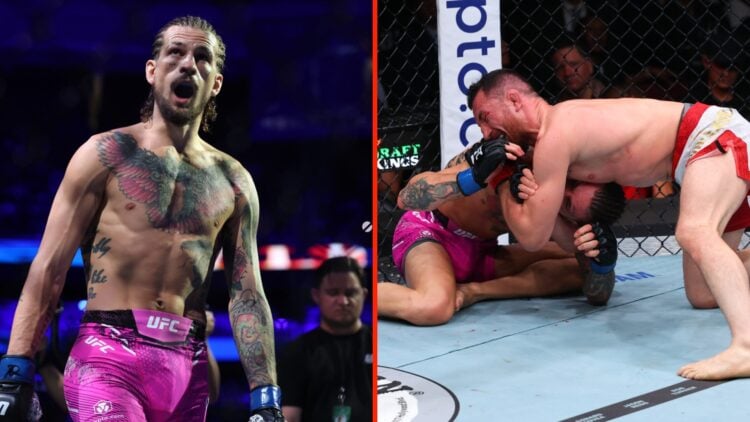 Sean O'Malley enters the Octagon for his rematch with Merab Dvalishvili at UFC 316 and Sean O'Malley falls down during his title fight against Mera...