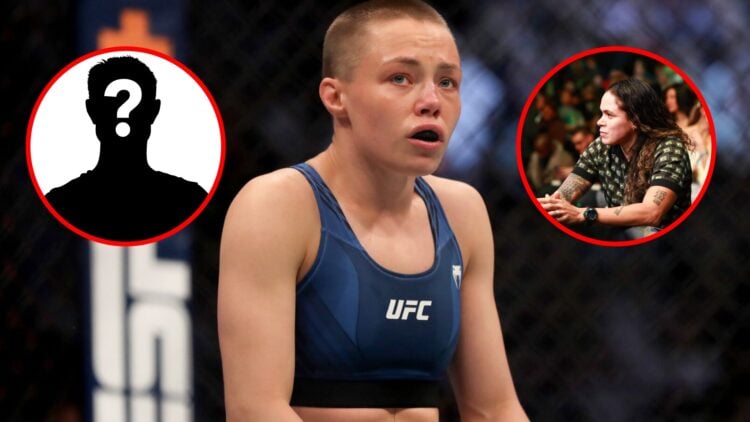 Main: Rose Namajunas after her title win over Zhang Weili at UFC 261. Right Inset: Amanda Nunes watches on from the crowd at UFC 297. Left Inset: M...