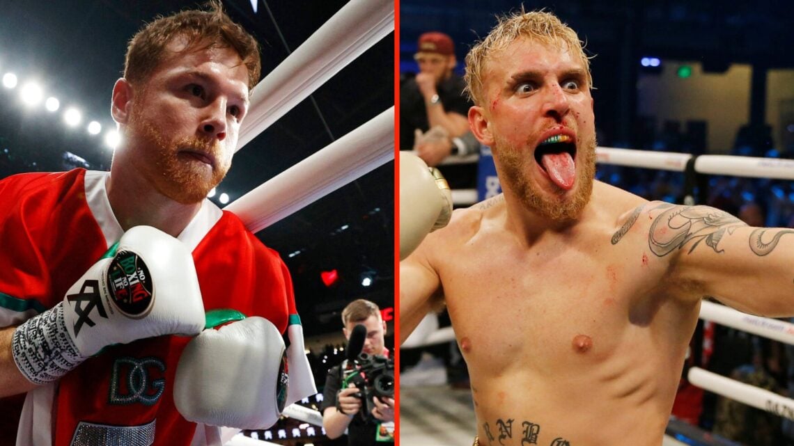 Canelo Alvarez enters the ring before his fight against Gennadiy Golovkin and Jake Paul celebrates after defeating AnEsonGib in a first round knockout