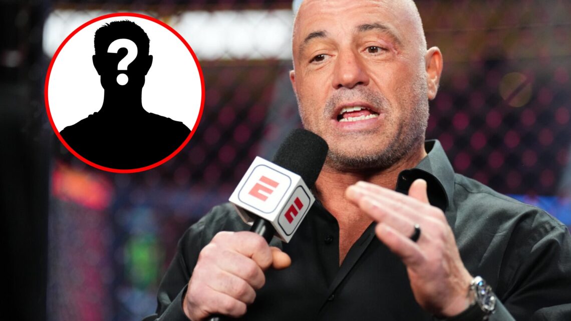 Joe Rogan speaks at UFC 290, inset mystery pop out.
