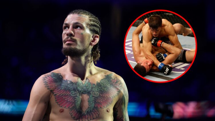 Main: Sean O'Malley prepares for his title fight against Merab Dvalishvili at UFC 316. Inset: Josh Thomson punches Nate Diaz during their UFC on Fo...