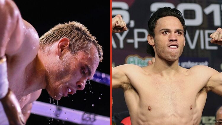 Julio Cesar Chavez Jr. gestures during a fight against Anderson "Spider" Silva as part of the Tribute to the Kings and Julio Cesar Chavez Jr. poses...