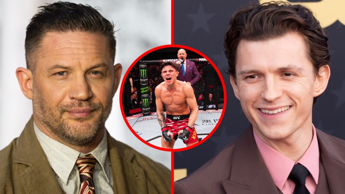 Tom Hardy attends the premiere of 'Havoc' with Tom Holland attending the 29th Annual Critics Choice Awards with an inset of Lone'er Kavanagh celebr...