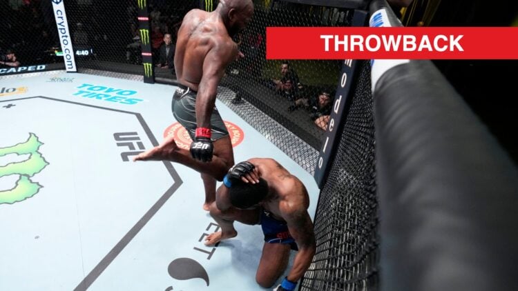Khalil Rountree Jr. knocks out Karl Roberson with a soccer kick to the body.