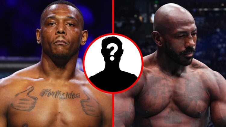 Split image of Jamahal Hill and Khalil Rountree Jr. preparing for their respective fights with Alex Pereira.