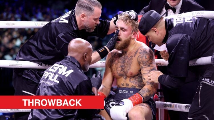Jake Paul in his corner during his boxing fight against Tommy Fury