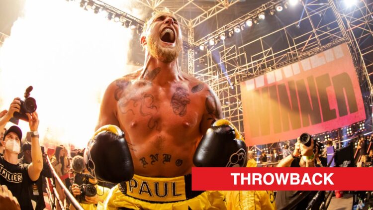 Jake Paul celebrates his boxing victory over ex-UFC fighter Ben Askren.