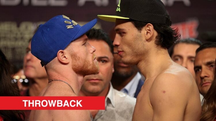 Canelo Alvarez faces off with Julio Cesar Chavez Jr ahead of their boxing title fight