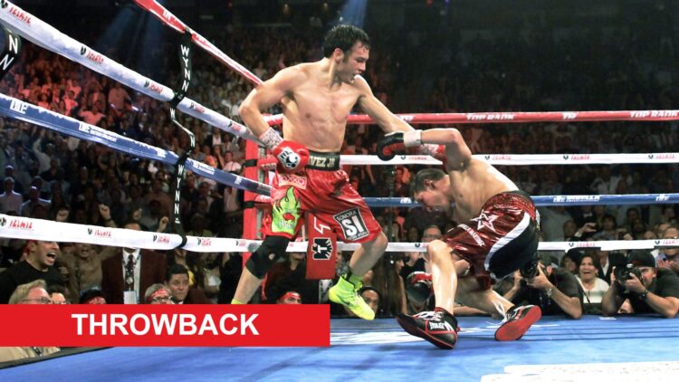 Julio Cesar Chavez Jr knocks down Sergio Martinez in their 2013 bout