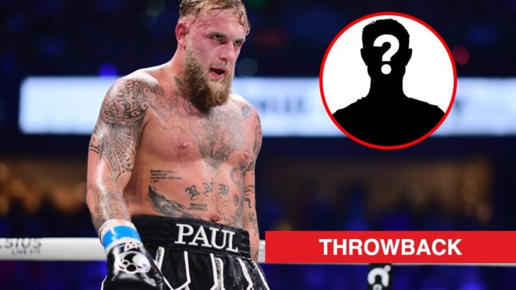 Main: Jake Paul in the ring during his boxing match against Mike Perry. Inset: Mystery fighter.